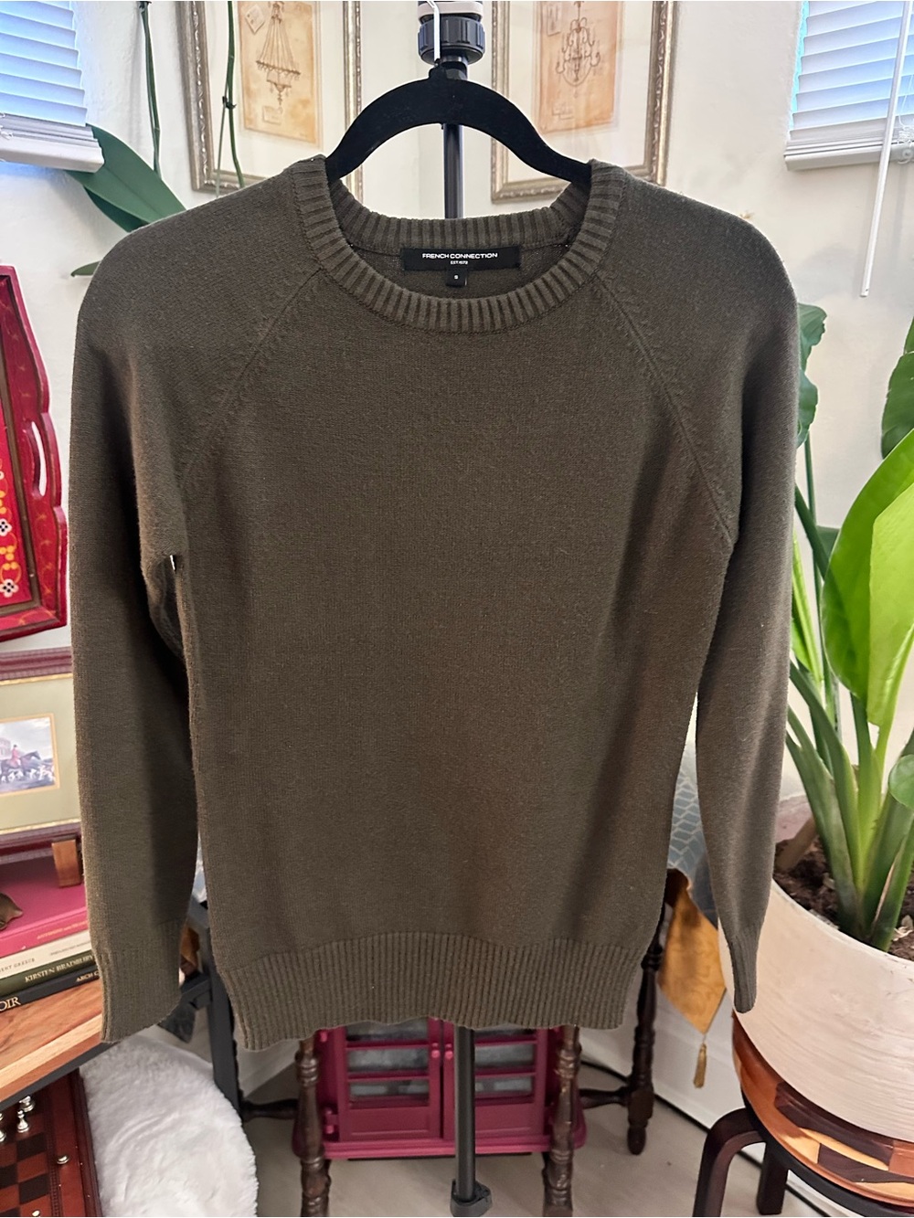 French Connection Green Lily Mozart Crew Neck Jumper - Picture 5 of 10